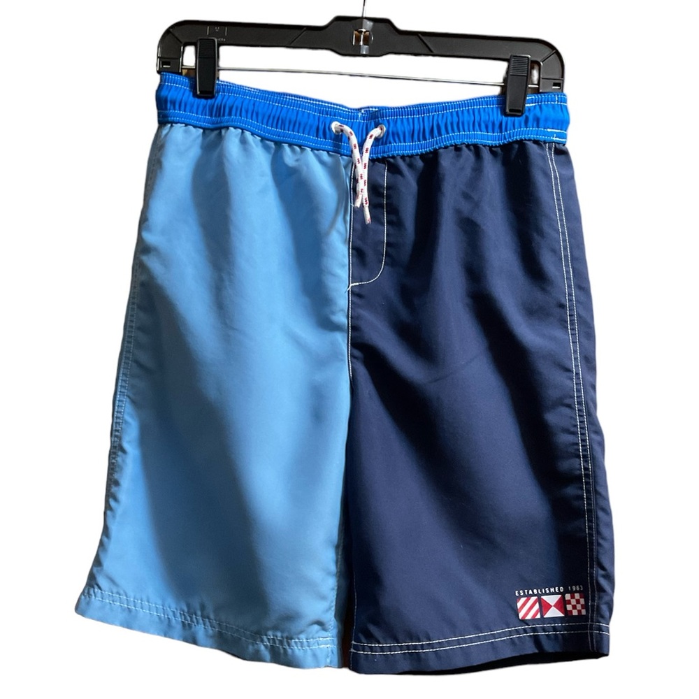 Boy’s Lands’ End Kids Blue Swim Trunk’s. Functional Drawstring. Mesh Lining.